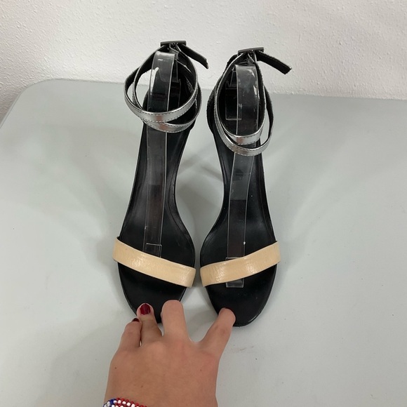 Tibi New York Amber Nude and Silver Ankle Strap Heels Size 38 - Picture 2 of 8